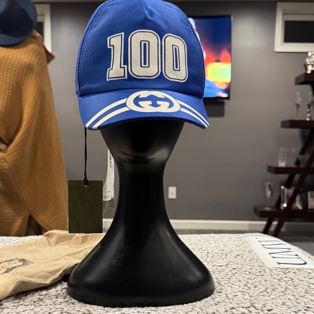 NWT Gucci 100 anniversary Blue Cap with 100 Logo